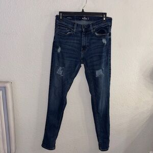 Hollister Women's Straight Leg Jeans - Dark Blue